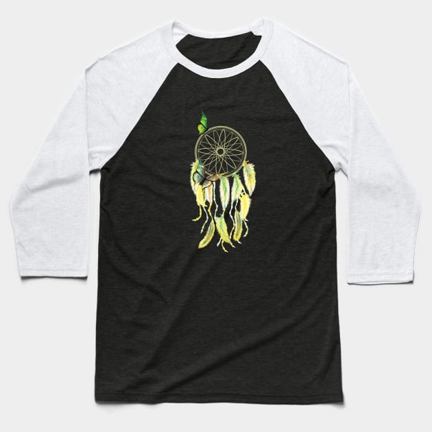 Yellow Dreamcatcher Baseball T-Shirt by digitaldoodlers